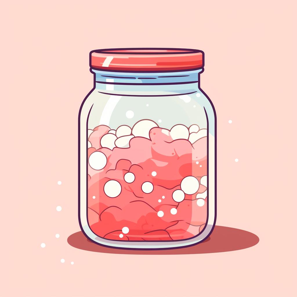 Glass jar with a bubbling mixture inside