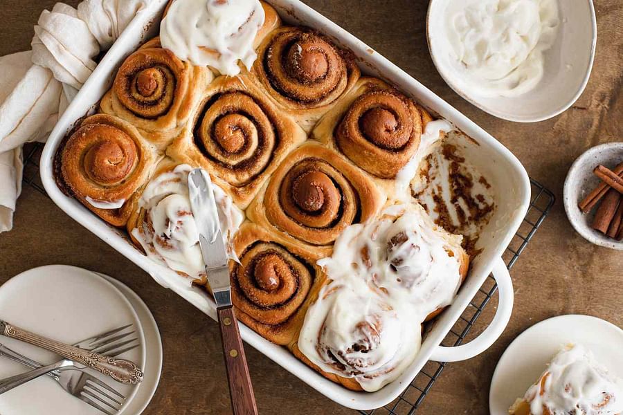 Ingredients for making sourdough discard cinnamon rolls